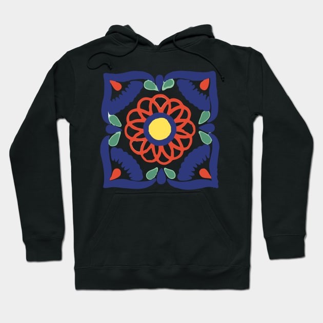 Talavera Blue Petals Hoodie by jgeiger714